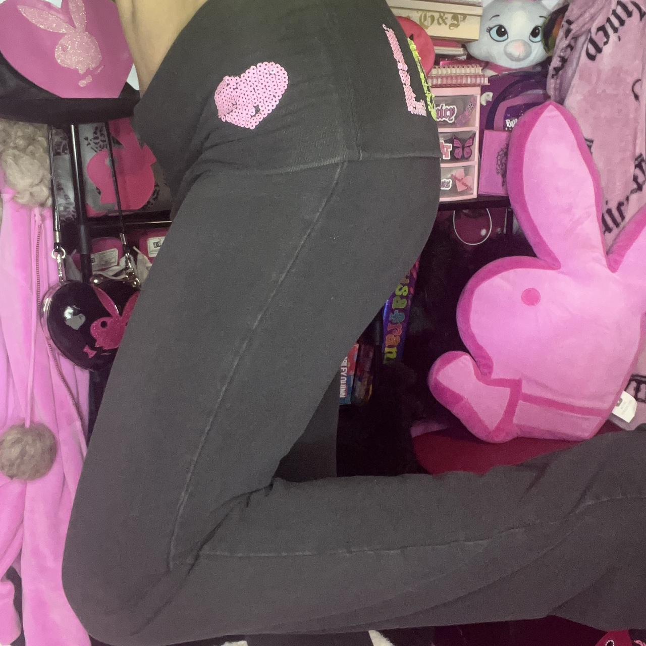 victorias secret pink cotton foldover flare leggings - Depop