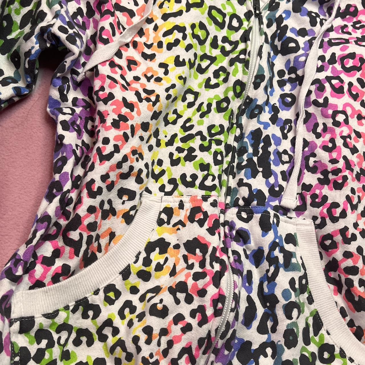 y2k scenecore rainbow cheetah leopard zip hoodie.... - Depop