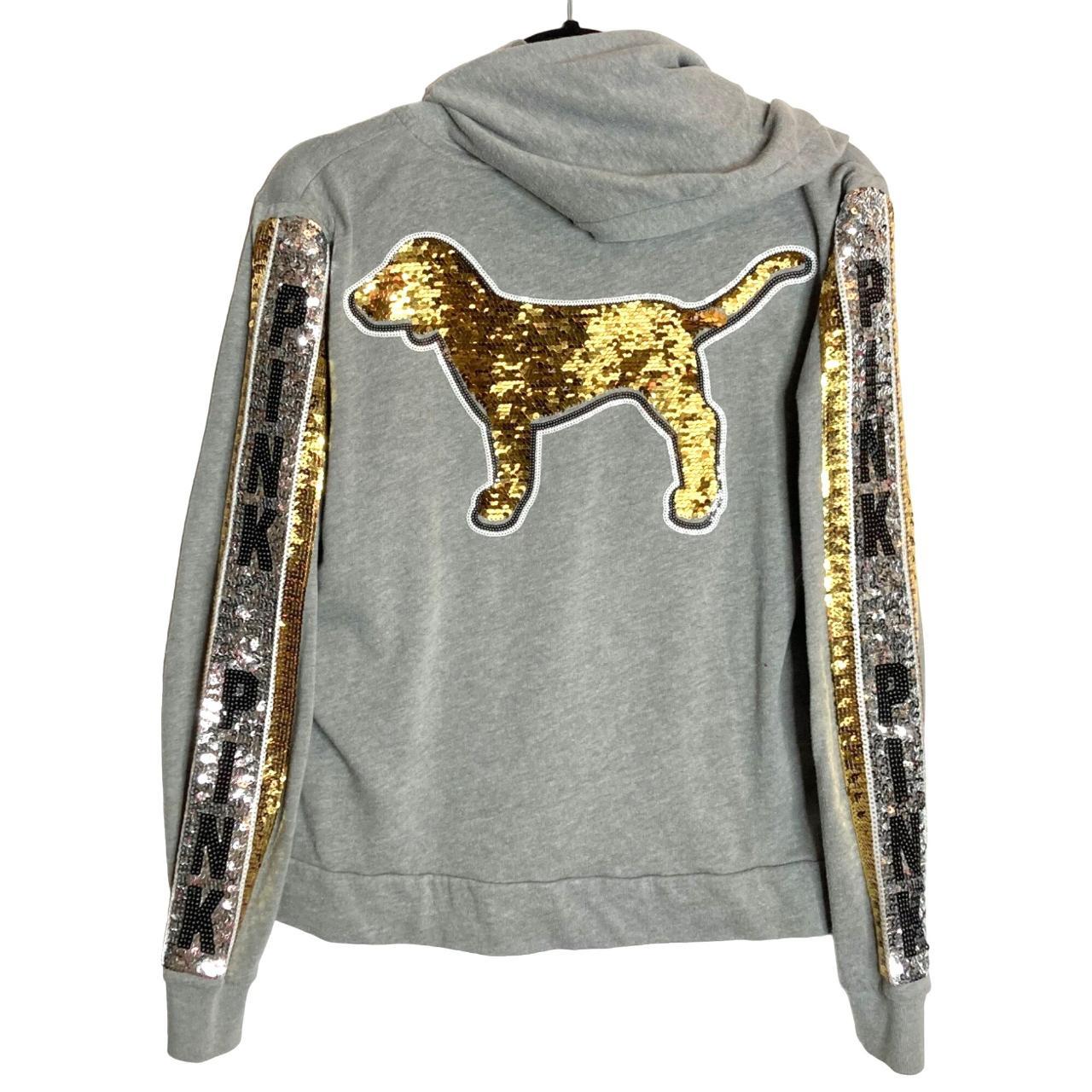 Victoria's Secret PINK Big Dog Gold Sequined Sleeve... Depop