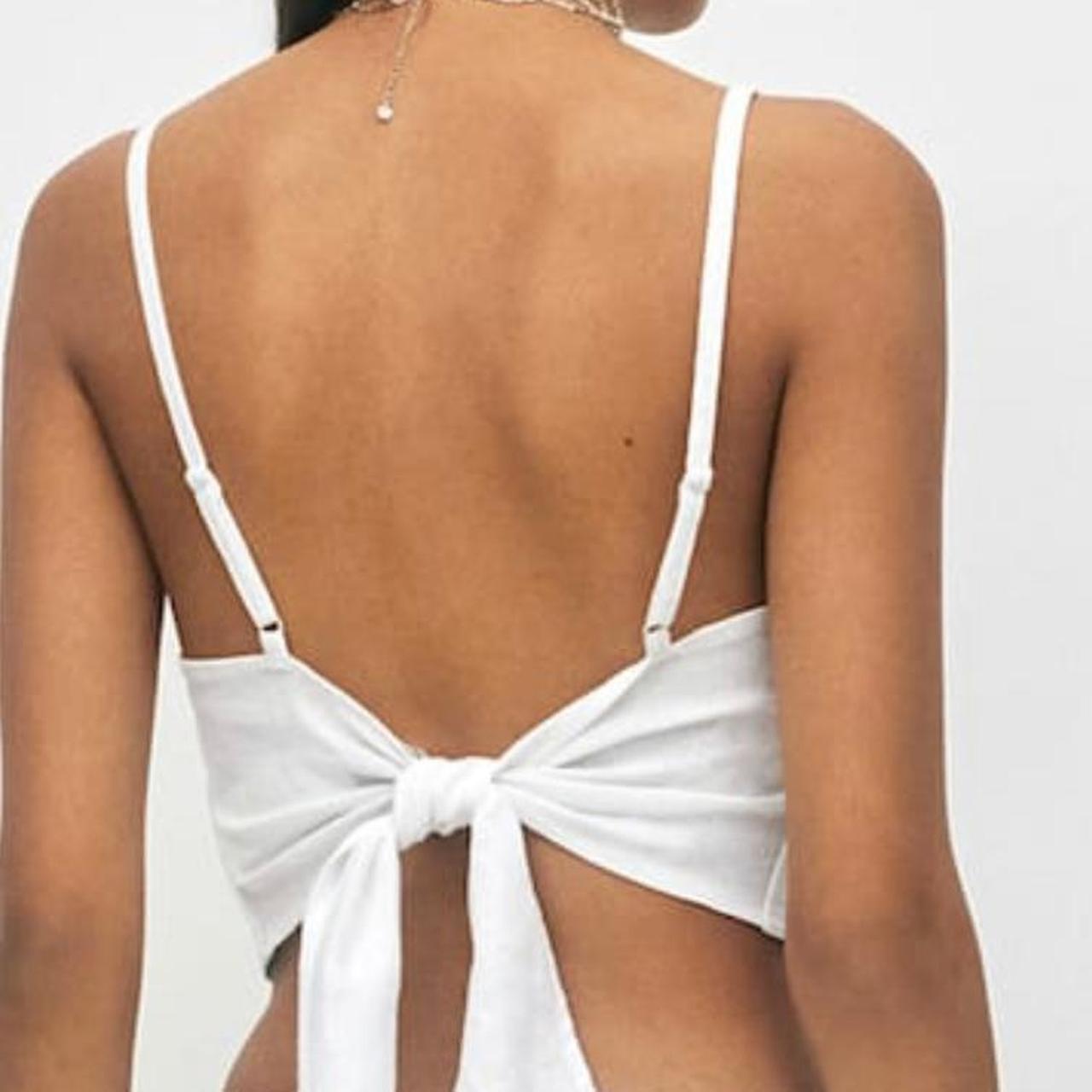 Pull and bear white tie crop top Size small Depop