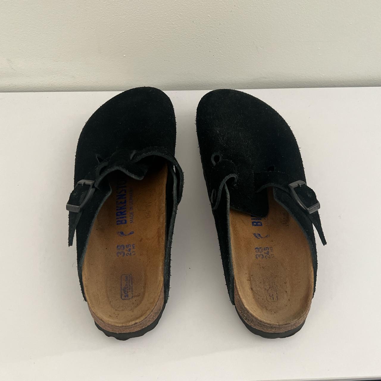 Birkenstock suede clog in black. Size 7 womens. 7/10... - Depop