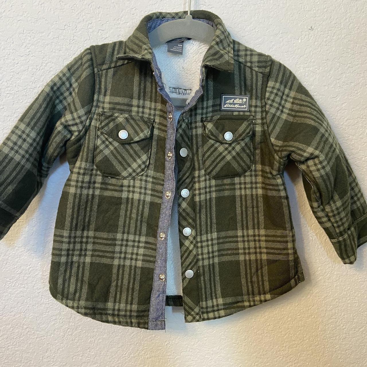 Eddie Bauer Shacket Shirt Green Plaid,