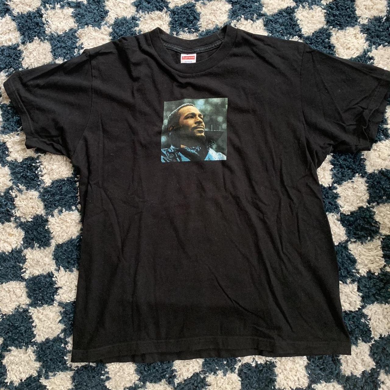 Supreme Marvin Gaye What's Goin On black tee. Size... - Depop