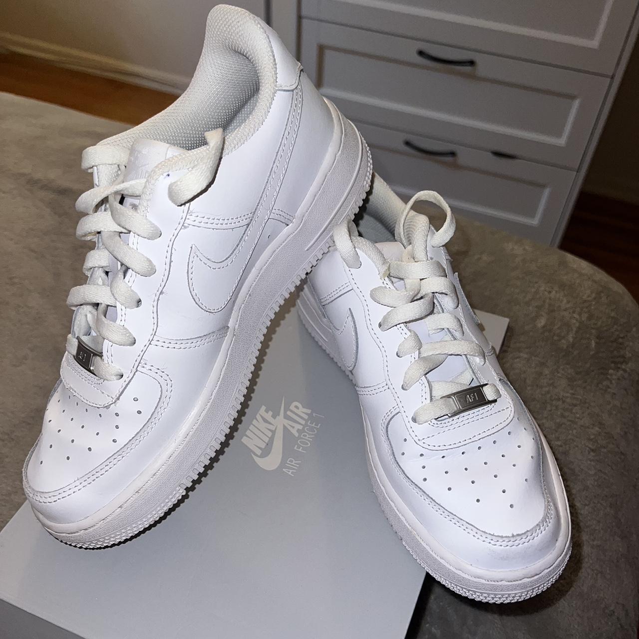 white g fazossss 🪽 size 6.5Y worn a couple of times... - Depop