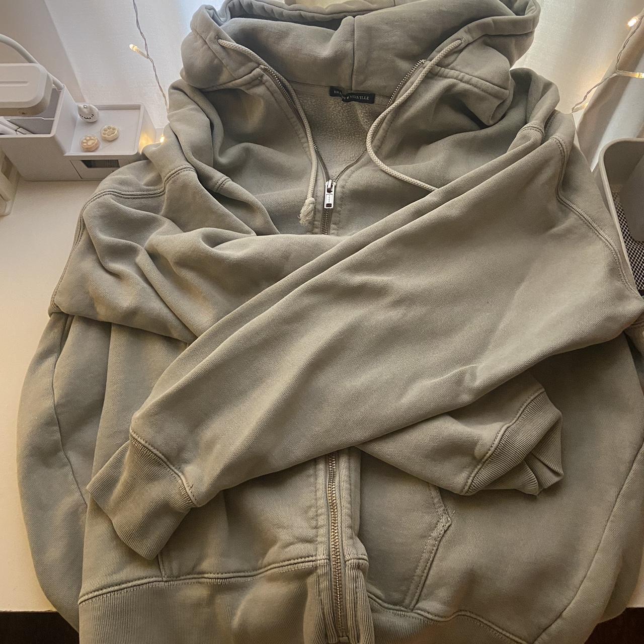 brandy Melville oversized sage green zip up Christy... Depop