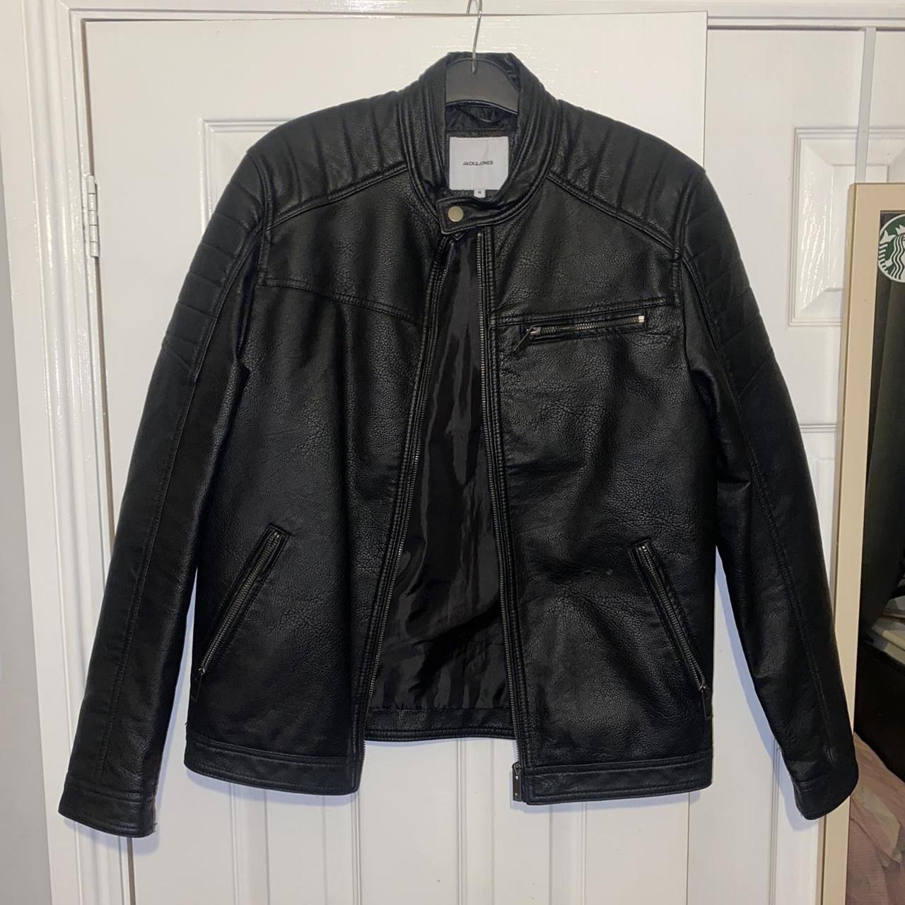 Jack&Jones Leather Jacket Never worn as was too... - Depop