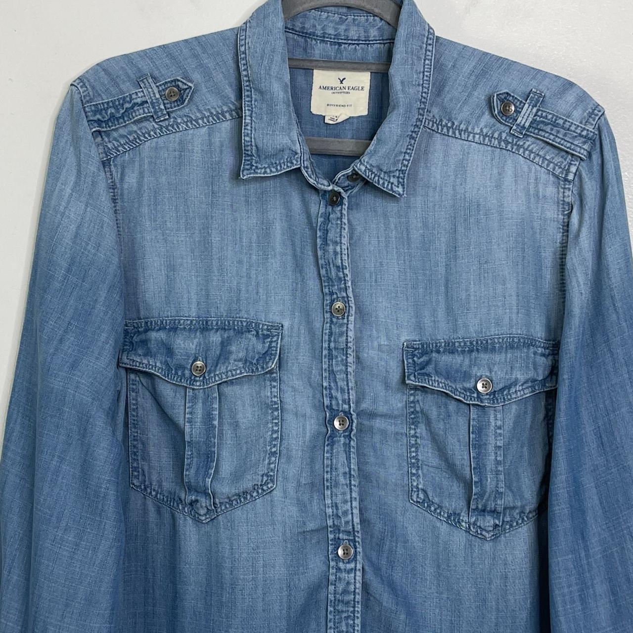 AEO 2024 Denim Chambray Boyfriend Shirt