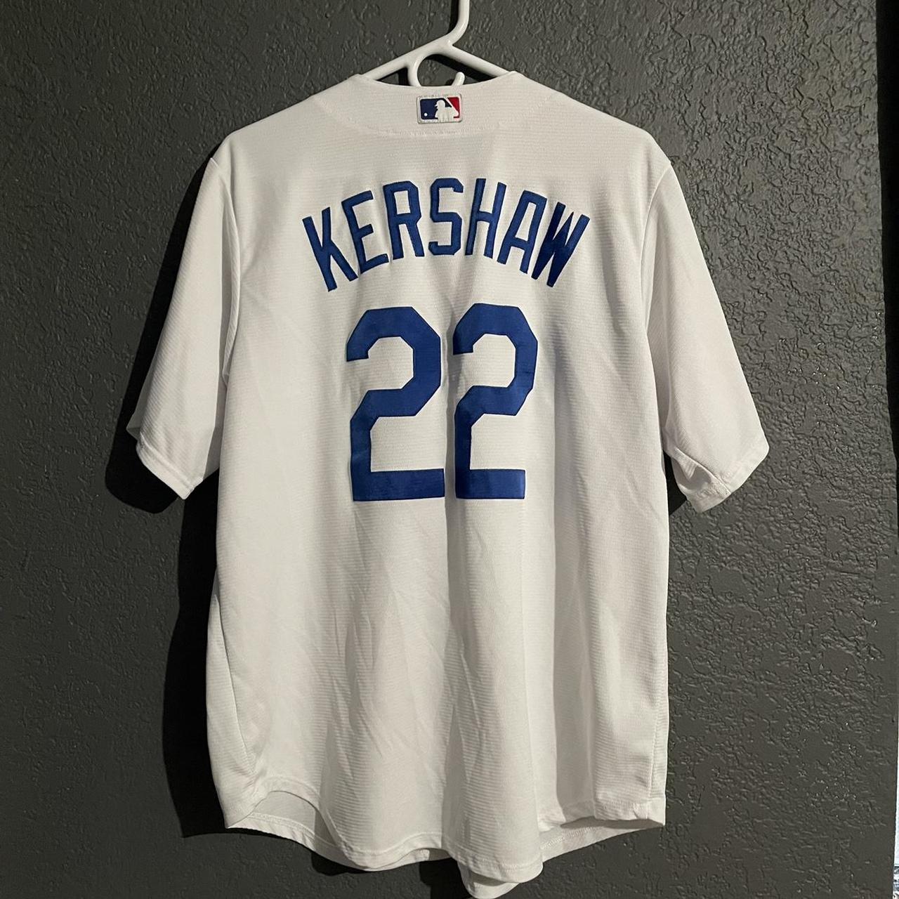 Blue LA Dodgers Button Up Jersey Kershaw-22 Size- - Depop