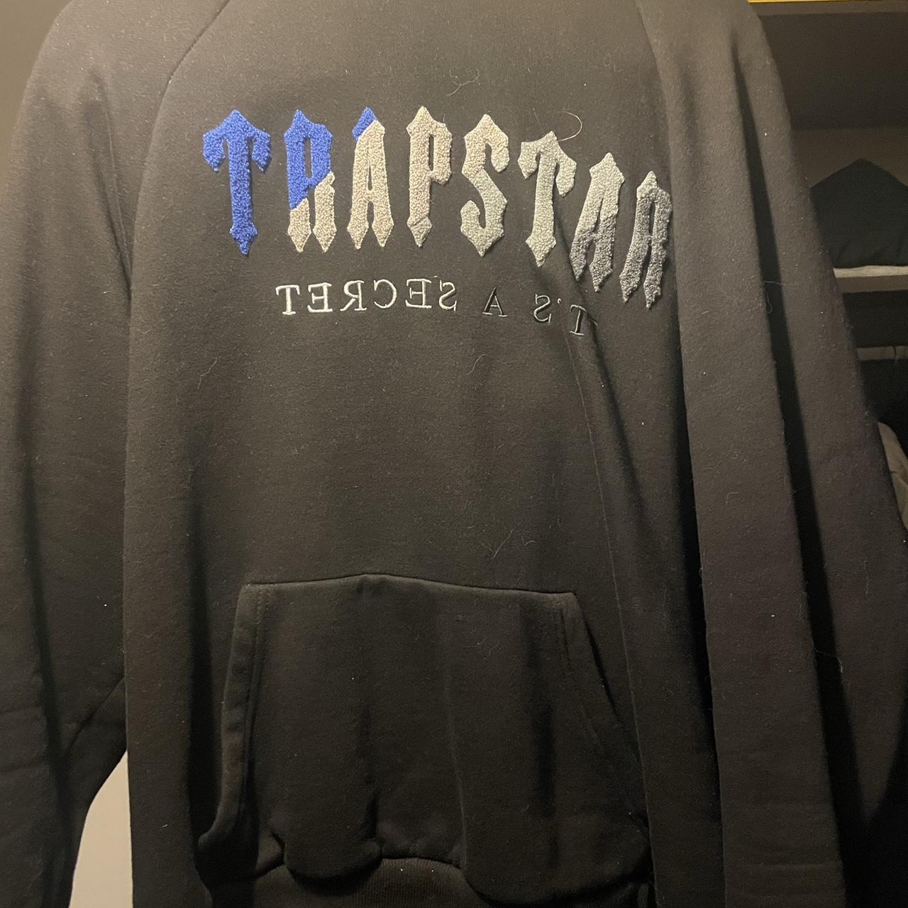 Trapstar blue and black hoodie size XL Worn 2 times - Depop