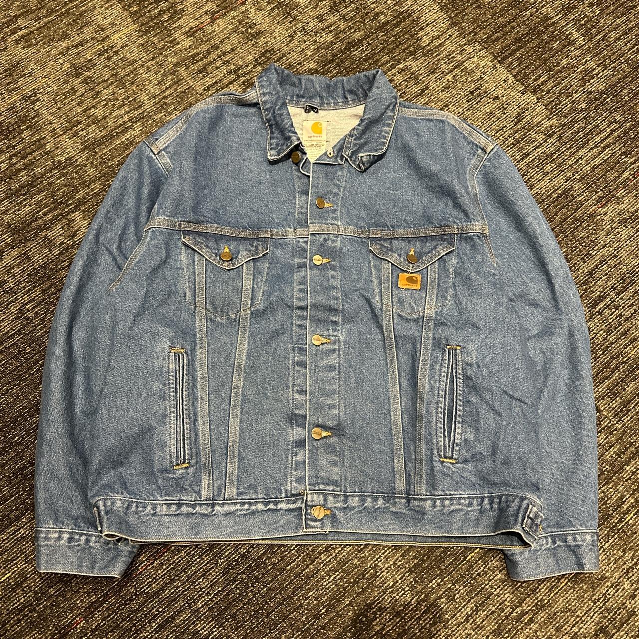 Vintage Carhartt Workwear Denim Jean Jacket Size... Depop