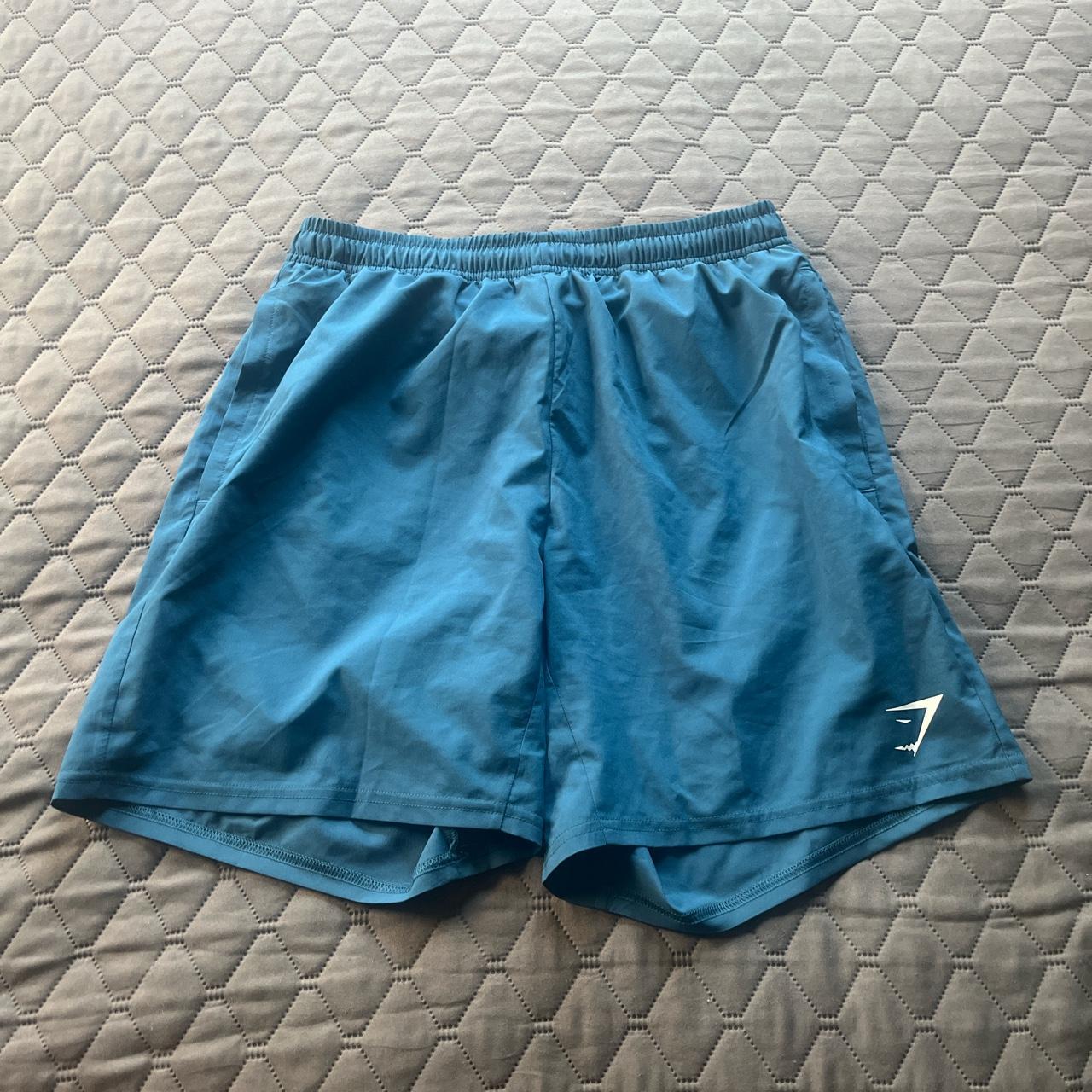 Gymshark atlantic blue shorts Size M Length 7 Like new - Depop