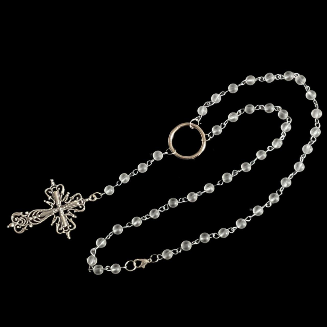 Rosary Style Necklace In Clear Featuring A Thick O Depop