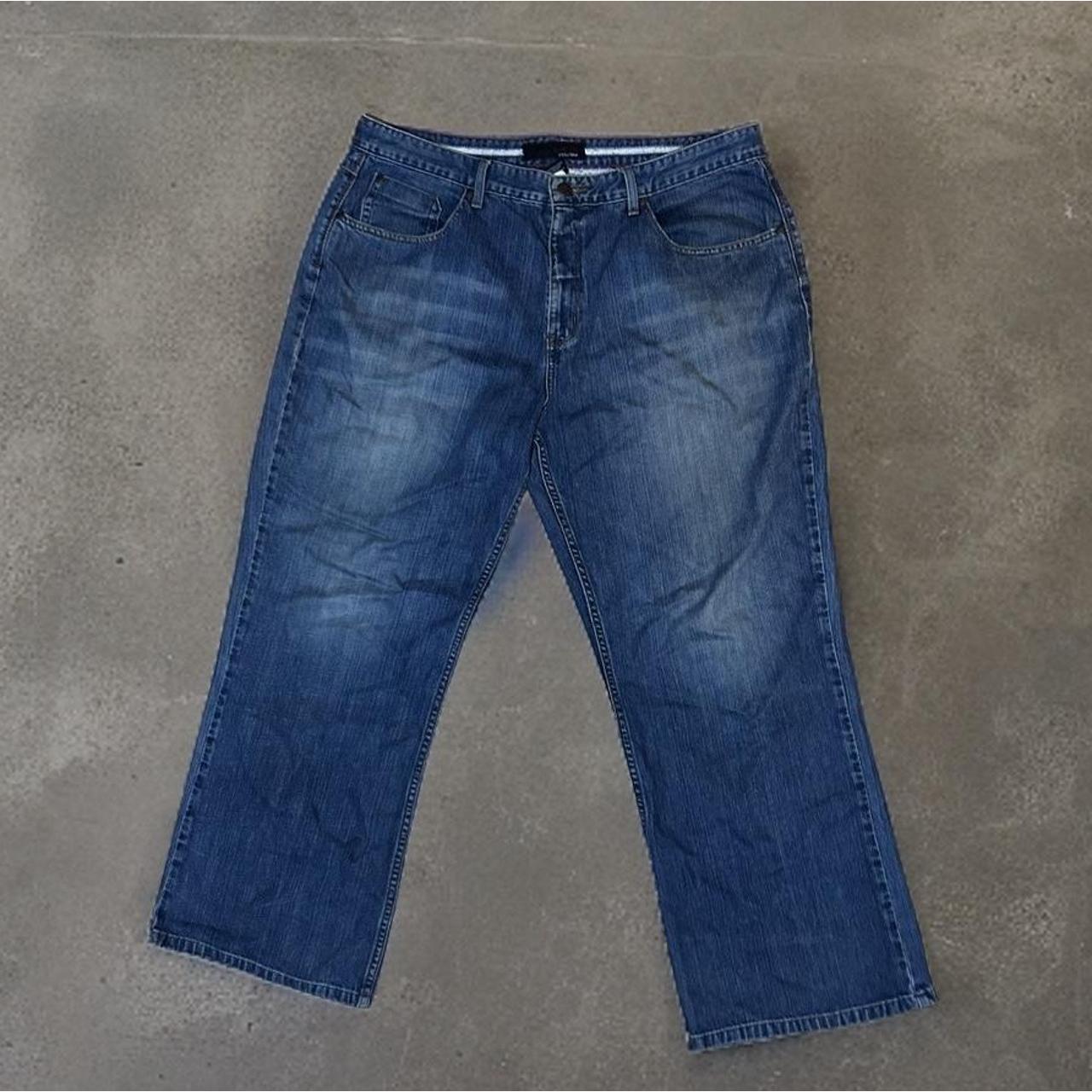 VERY BAGGY y2k style anchor blue loose jeans amazing... Depop