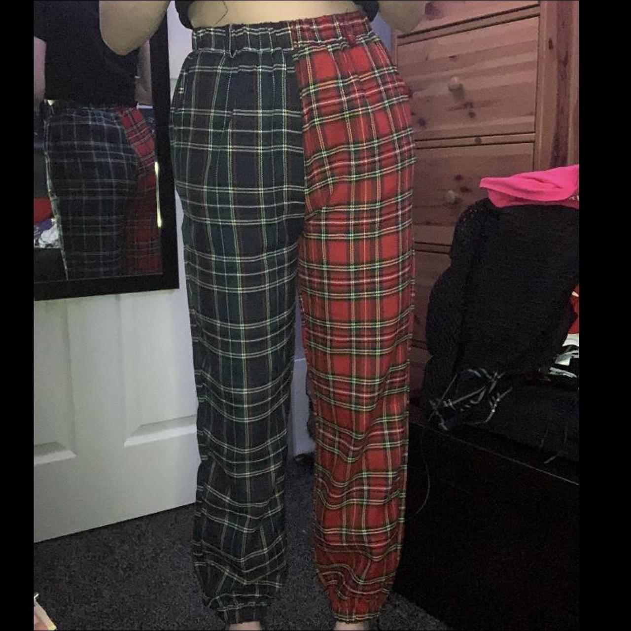 Women's Red and Green Trousers | Depop