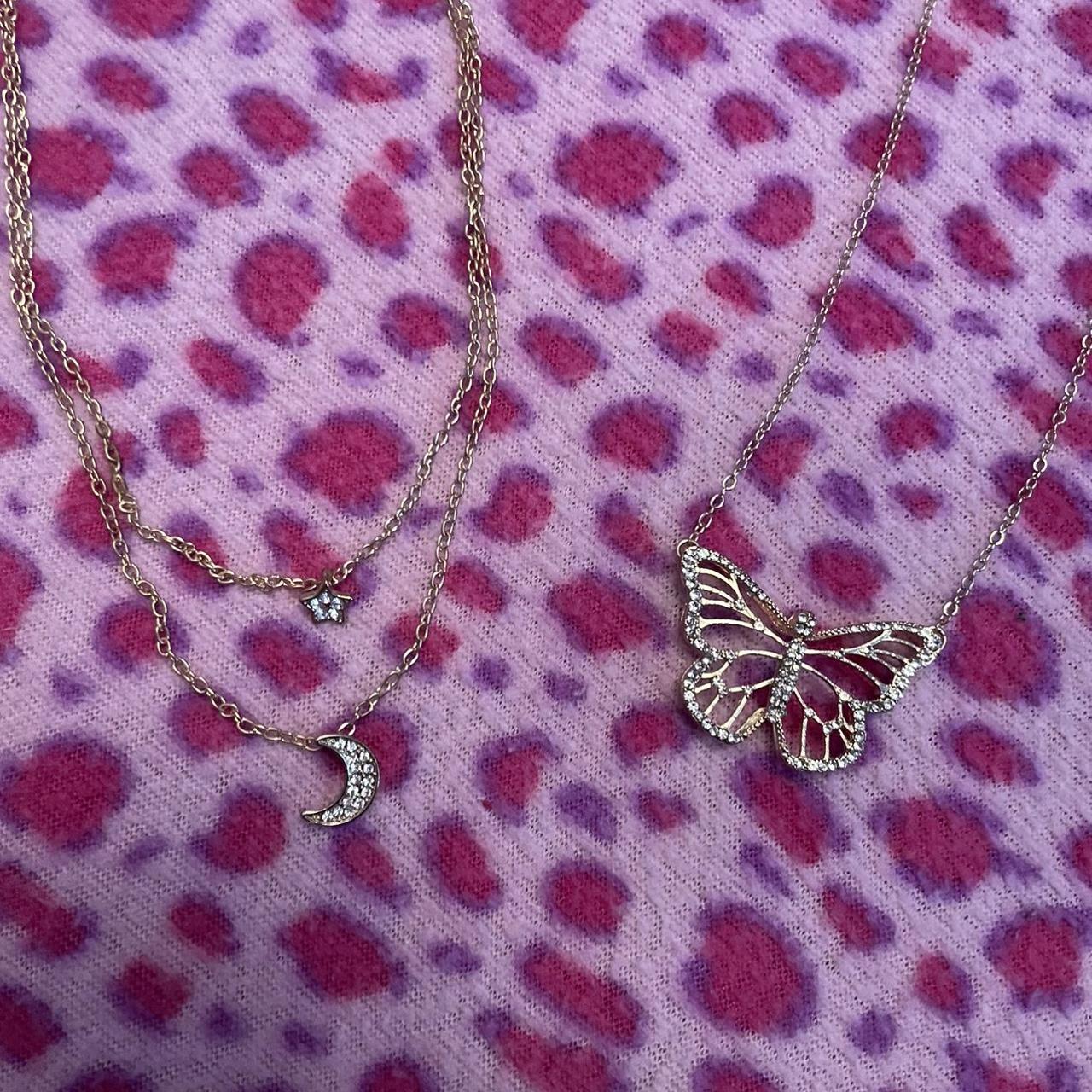 glam y2k gold necklace bundle 1 butterfly with... Depop