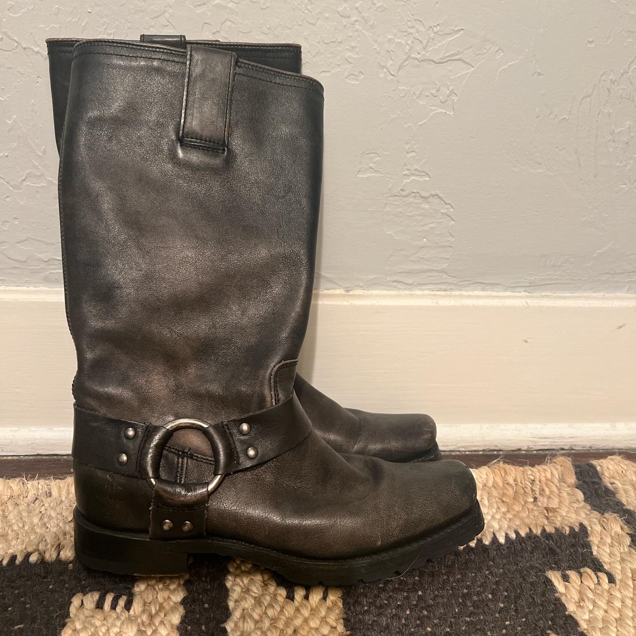 Frye vintage faded black boots, size 7.5. Worn in... - Depop