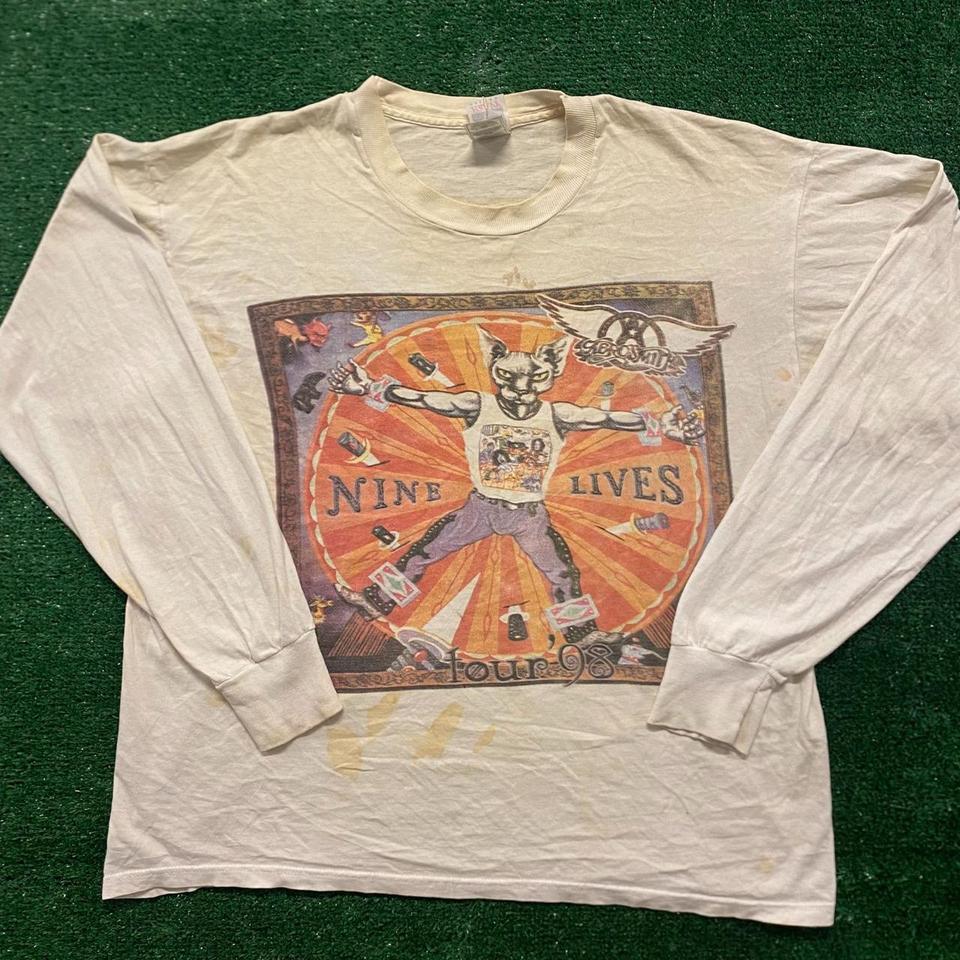 Aerosmith Nine Lives Vintage 90s Band T-Shirt Size:... - Depop
