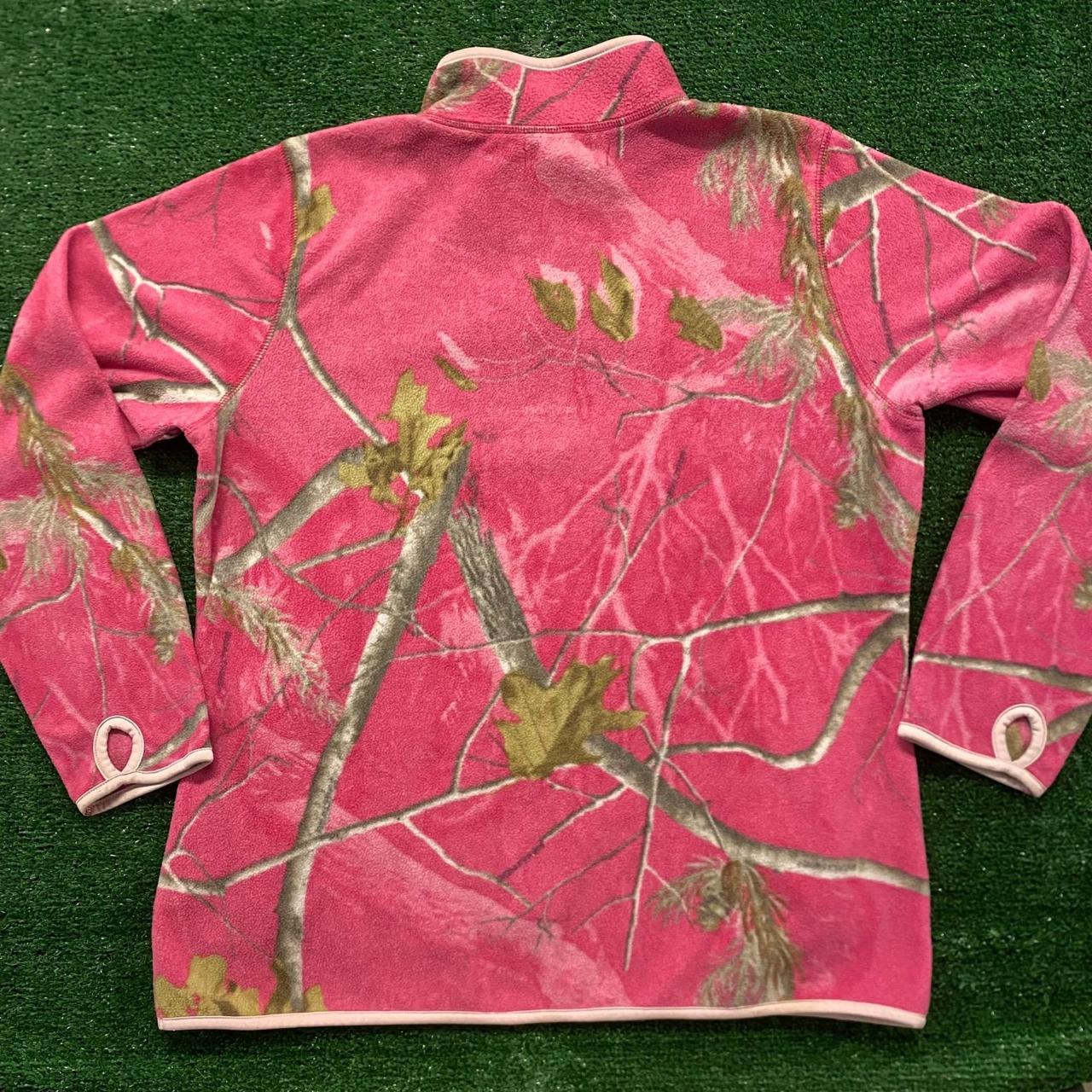 Pink Realtree Camo Fleece Pullover Jacket Size... Depop
