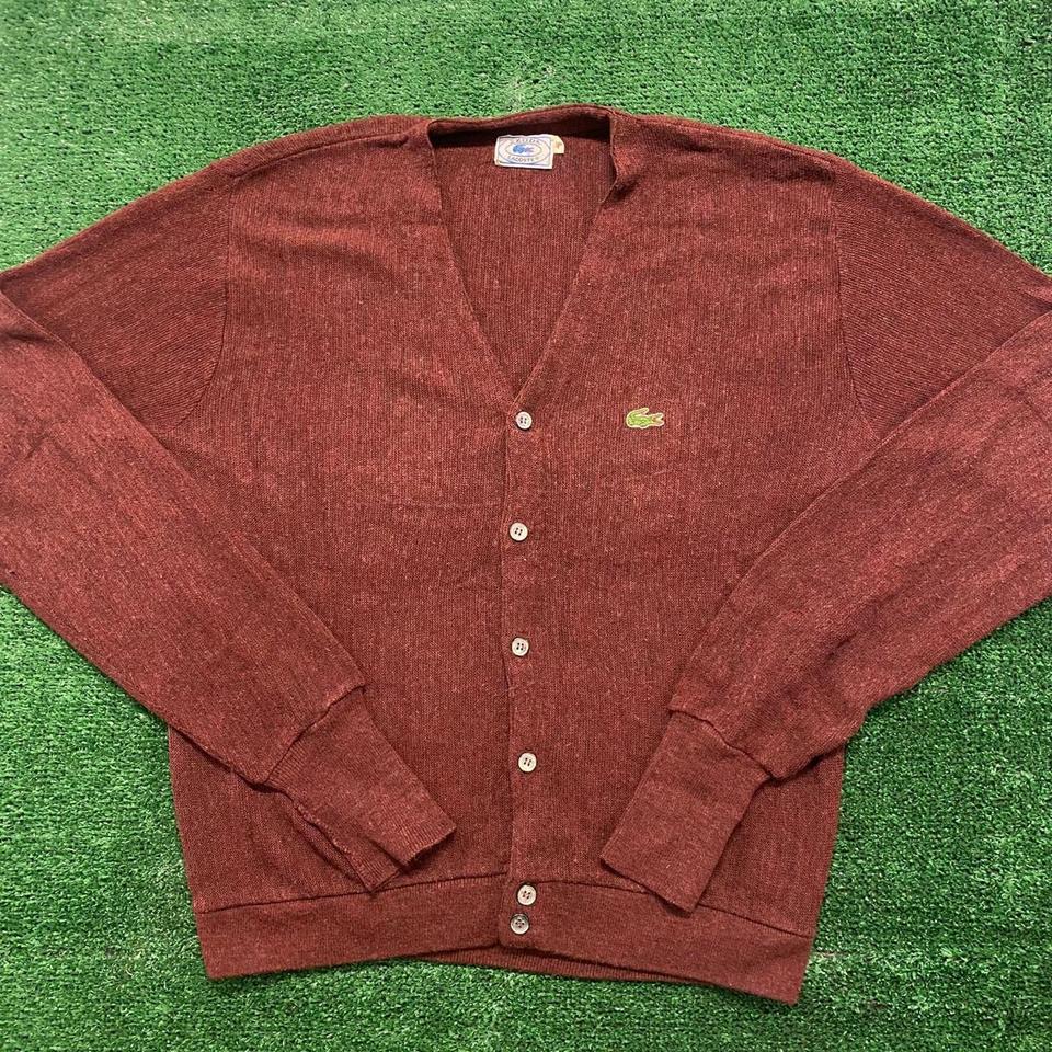 IZOD Lacoste Vintage 80s Knit Cardigan Sweater Size: - Depop