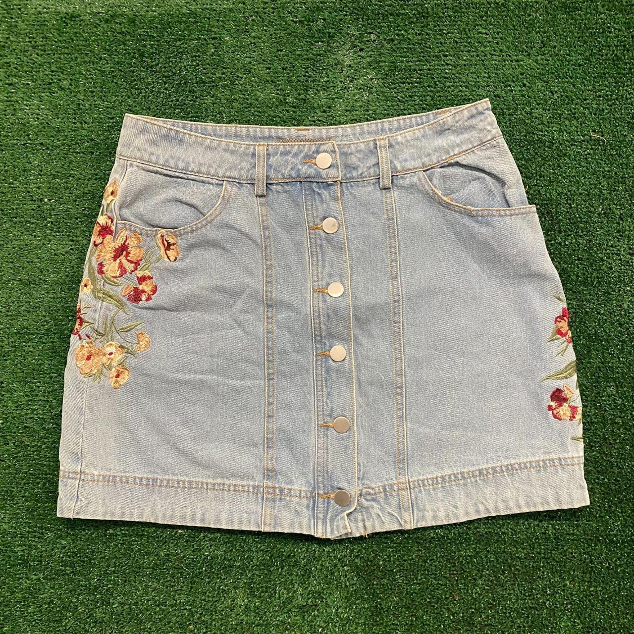 Floral Flowers Vintage Denim Jean Buttoned Straight Depop 0860