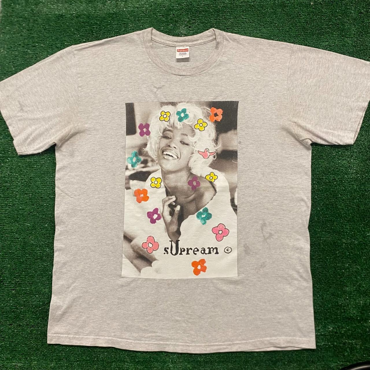 Supreme Naomi Campbell Floral T-Shirt Ash Gray Size:... - Depop