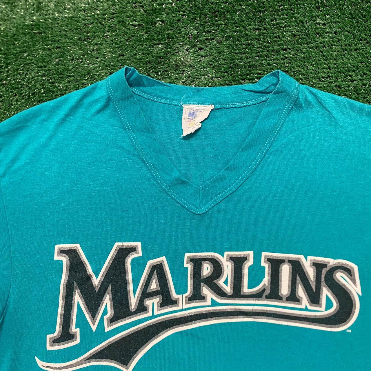 Vintage Miami Marlins Shirt Mens XL White Blue - Depop