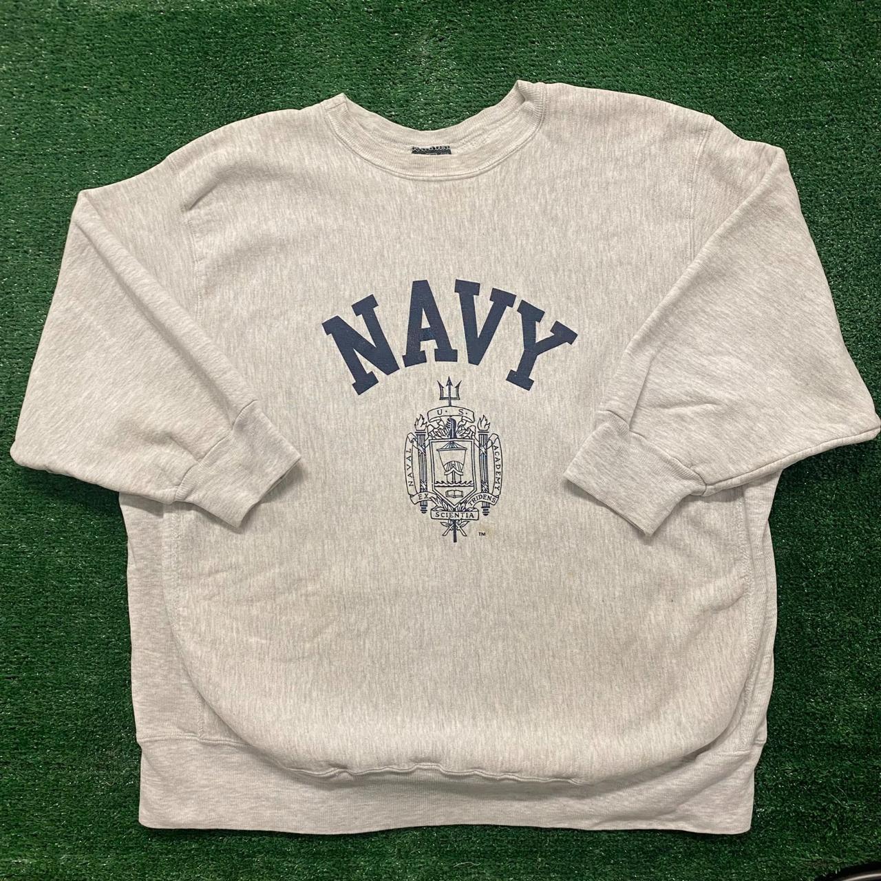 Vintage 90s US Navy Academy Essential Reverse Weave... - Depop