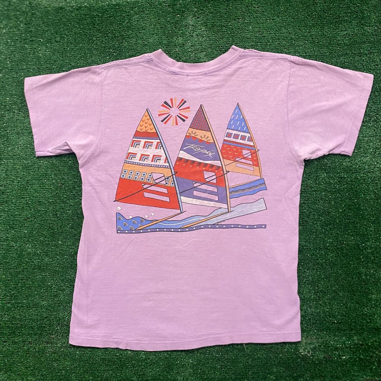 Vintage 80s Tropix Sailboat Single Stitch Nautical...