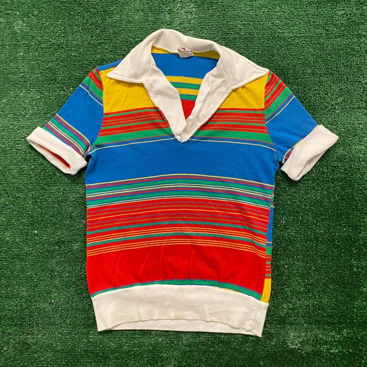 Vintage 80s Colorful Striped Essential Knit Polo