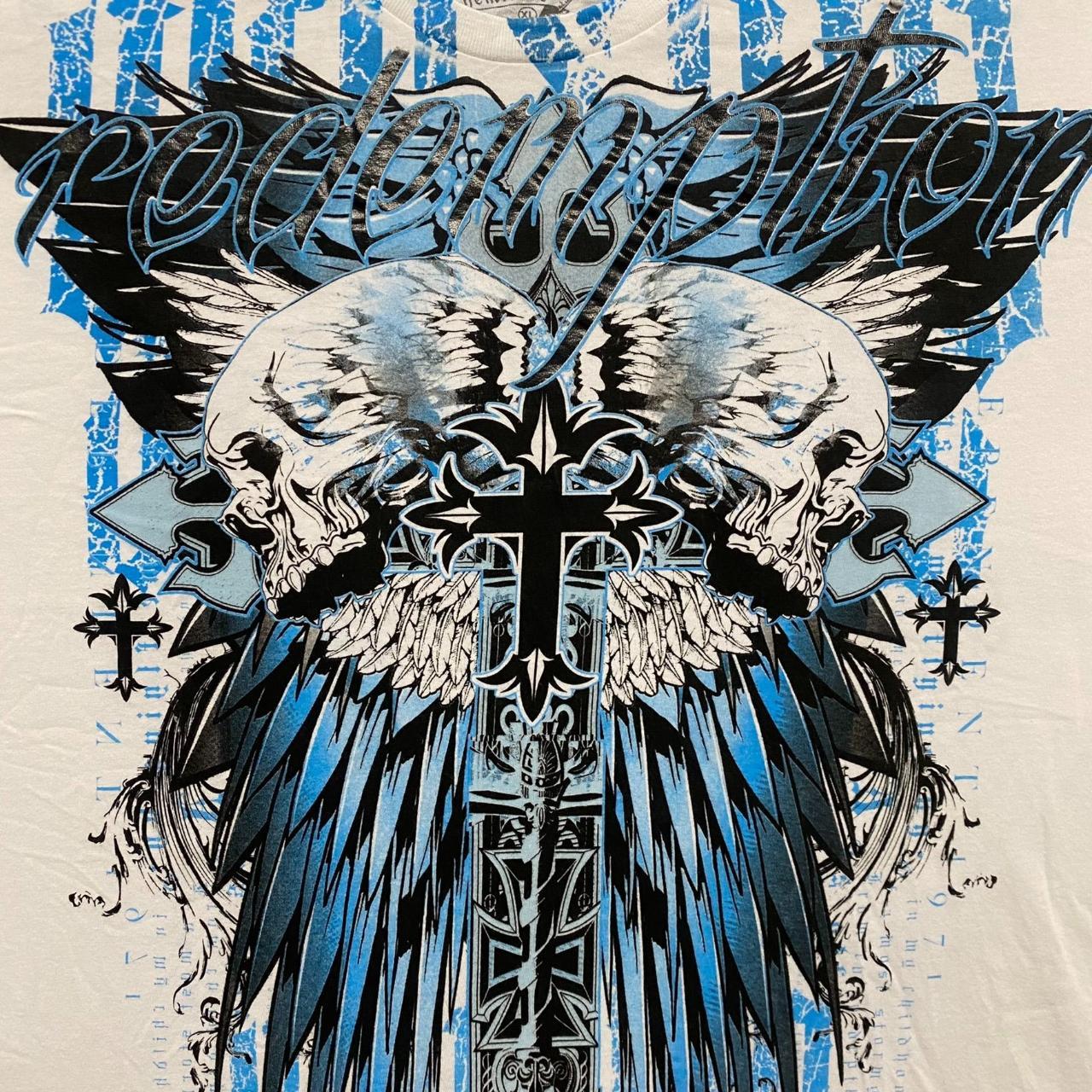 Vintage Y2K Winged Skull Cross Shirt Punk Gothic AOP | Depop