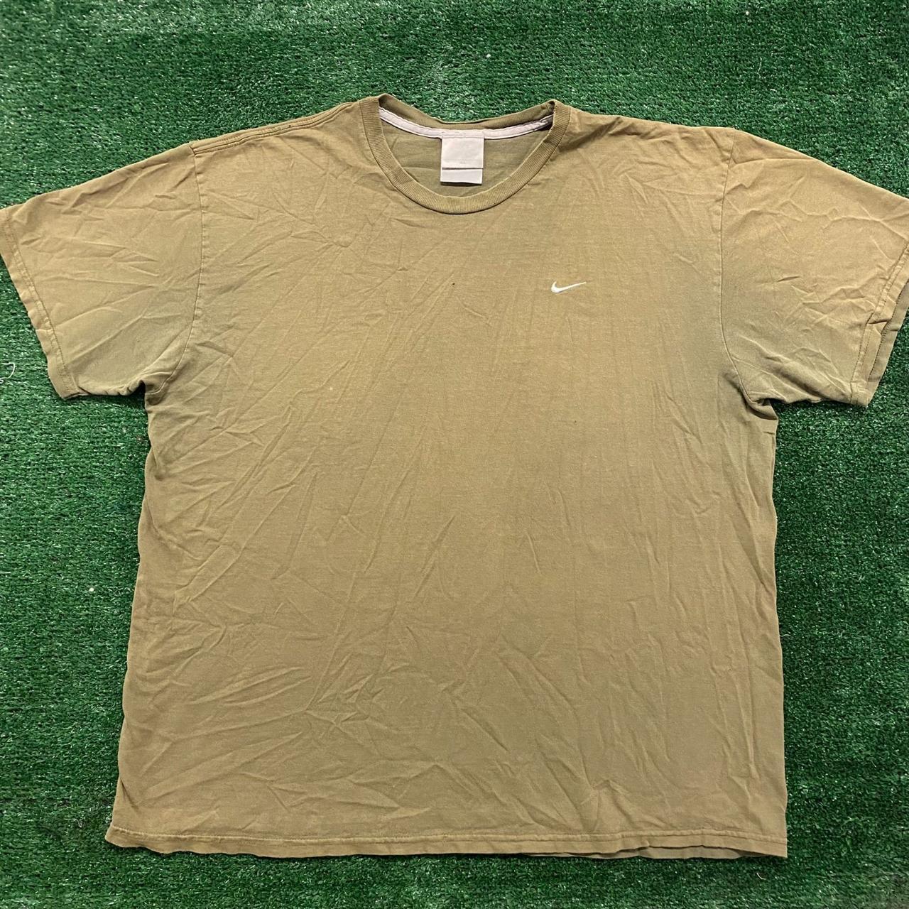 Vintage Y2K Nike Solo Swoosh Shirt Khaki Tonal Logo. Depop