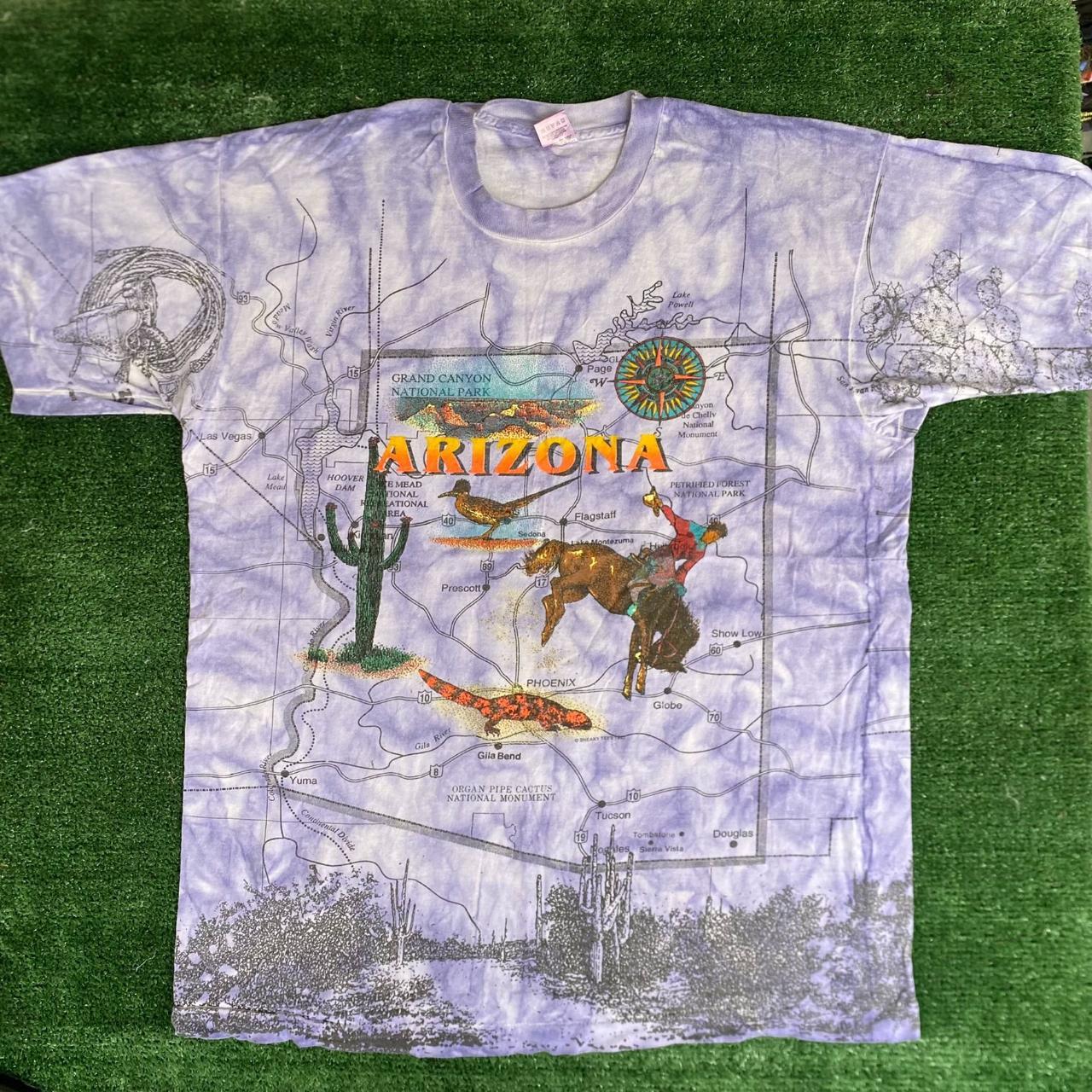 Vintage Arizona All Over Print Size Large Made 似合え In USA Single Stitch  Green Blue