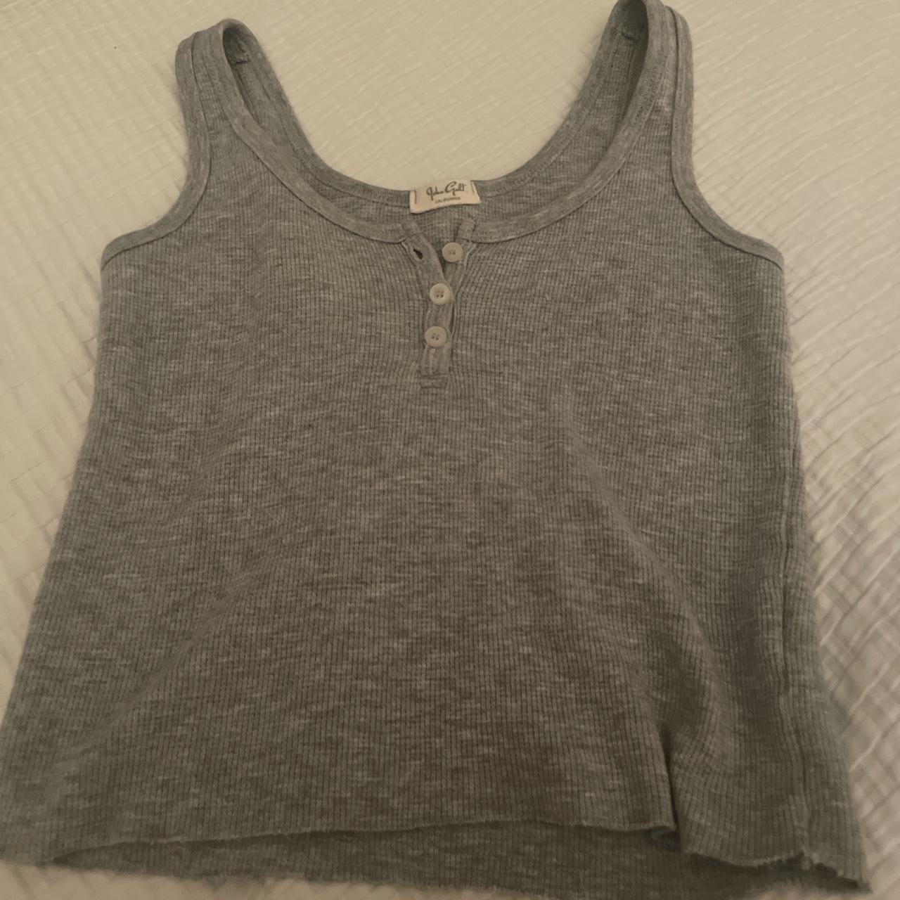 brandy meville grey button up tank top (i forgot to... - Depop