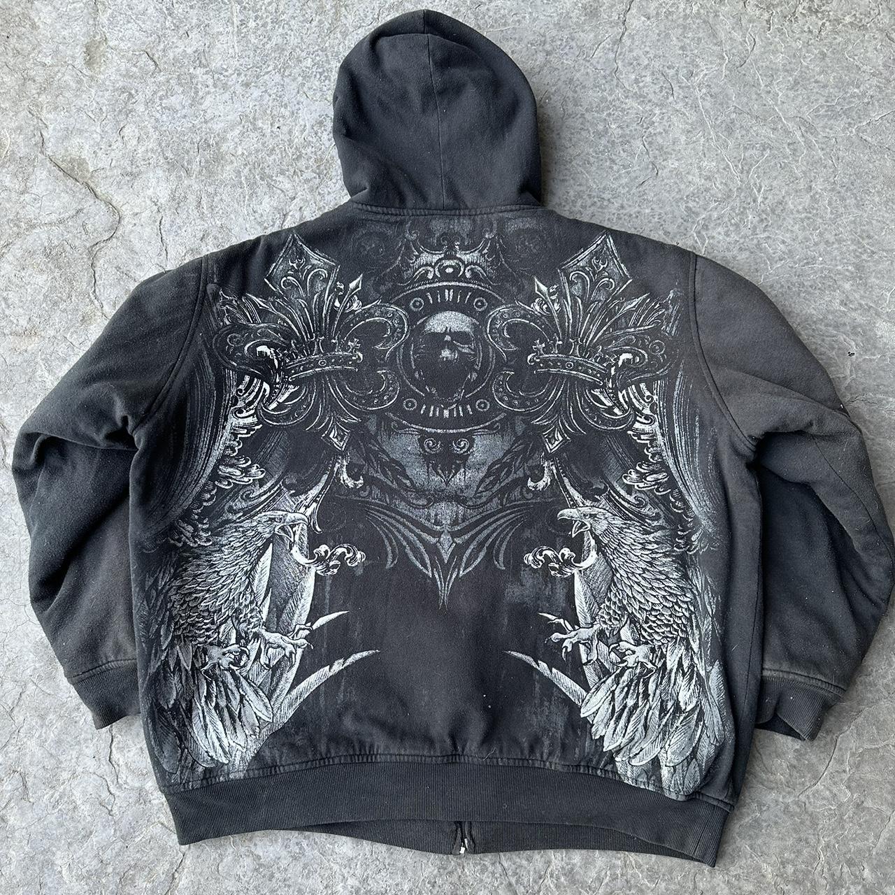 Affliction Men's Black Hoodie | Depop