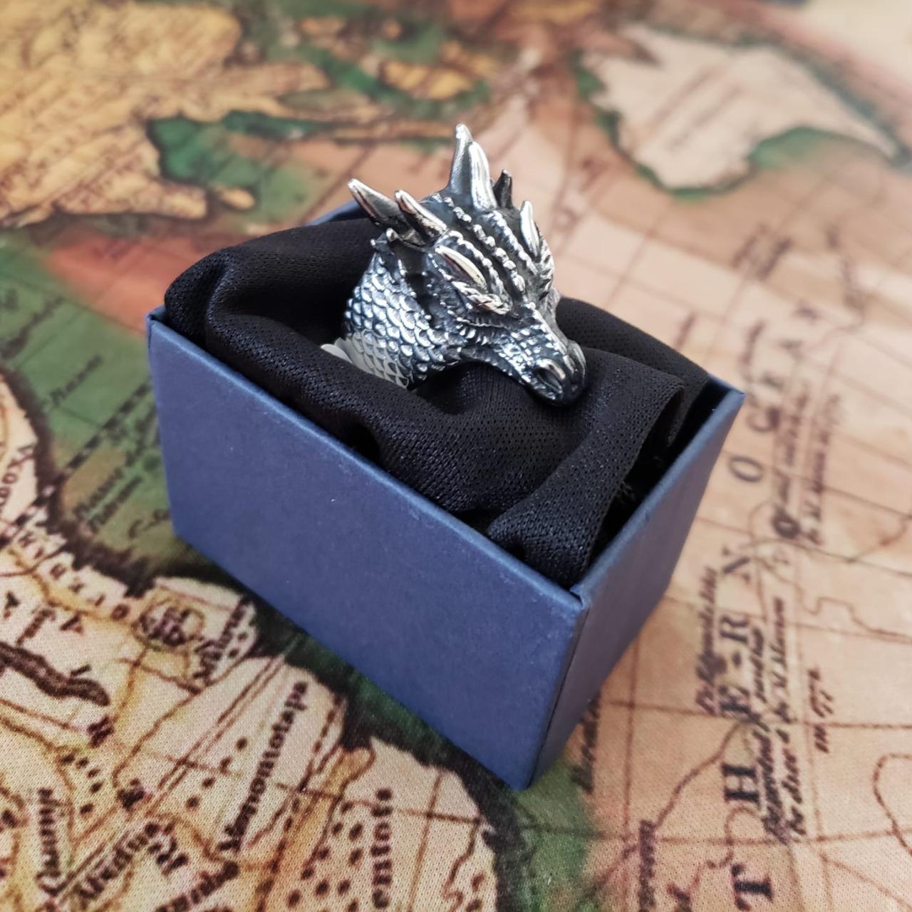 OOMPH Jewellery Silver Stainless Steel Vintage Gothic Dragon Head Biker Ring  For Men & Boys (RFQ17R2) : Amazon.in: Jewellery