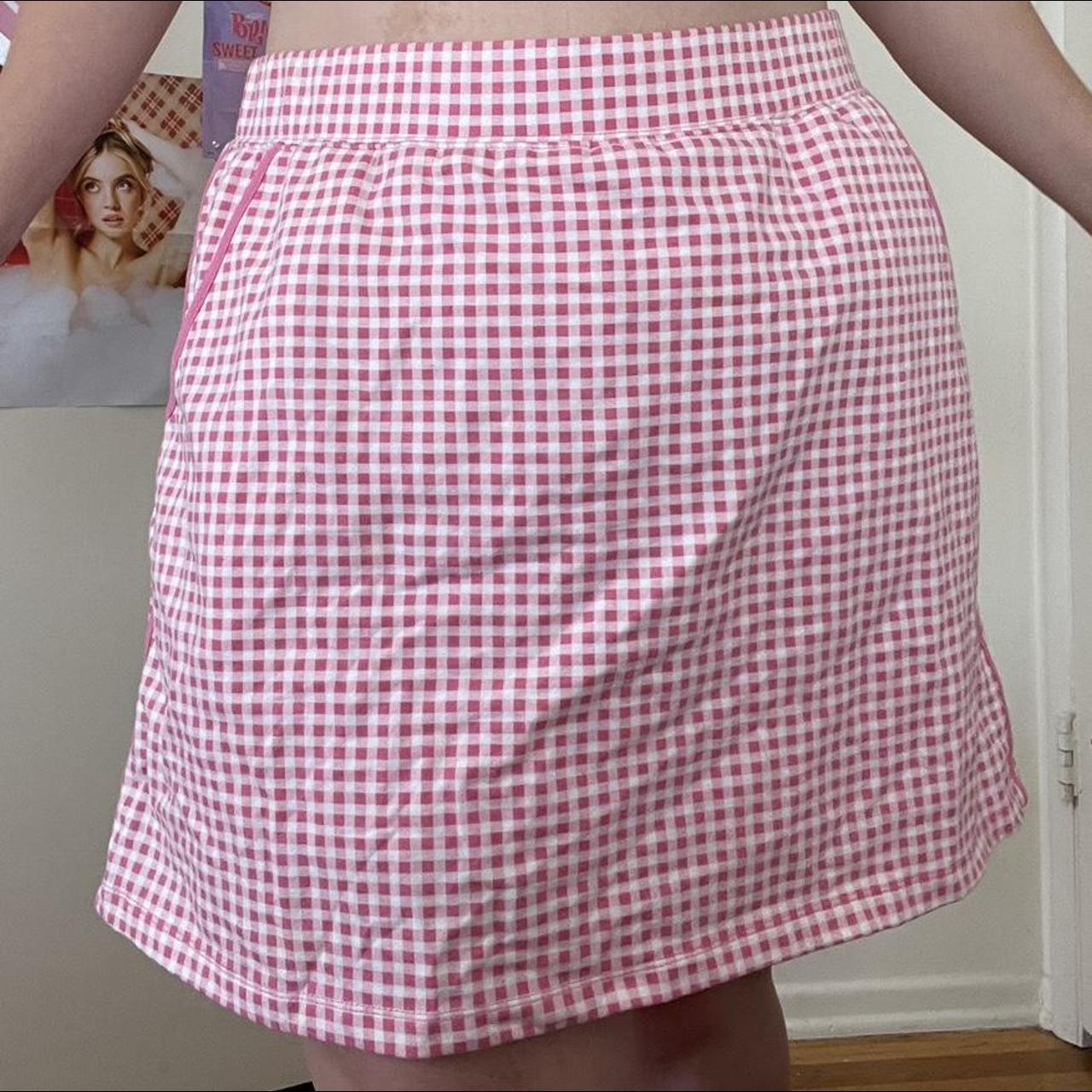 Pink gingham skort #skort #gingham #pink #90s #y2k - Depop