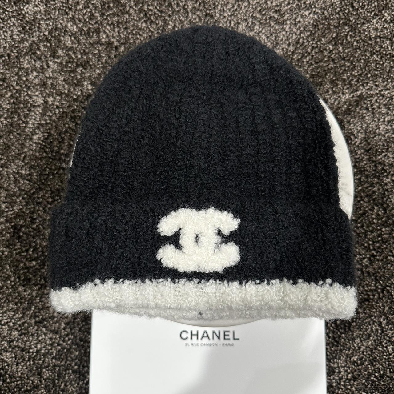 Chanel 2023 Black Cashmere CC Logo Winter Hat Unisex... - Depop
