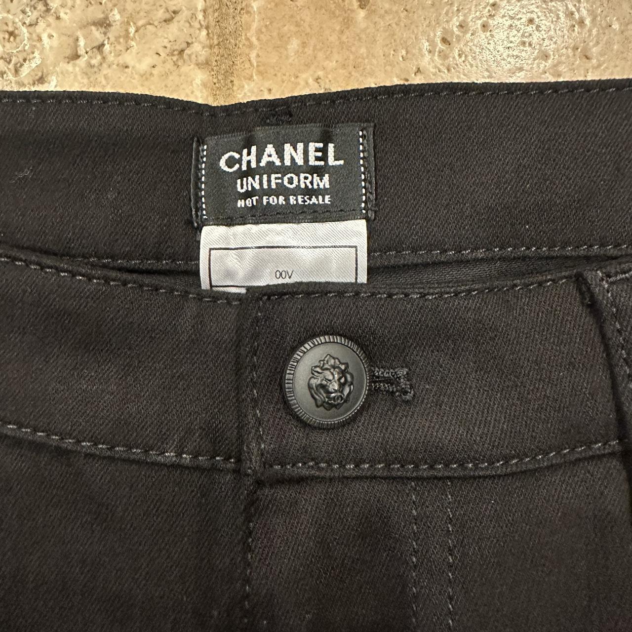 CHANEL ブラックストレッチデニム CHANEL シャネル ブランドロゴ ストレッチデニム ジーンズ 38