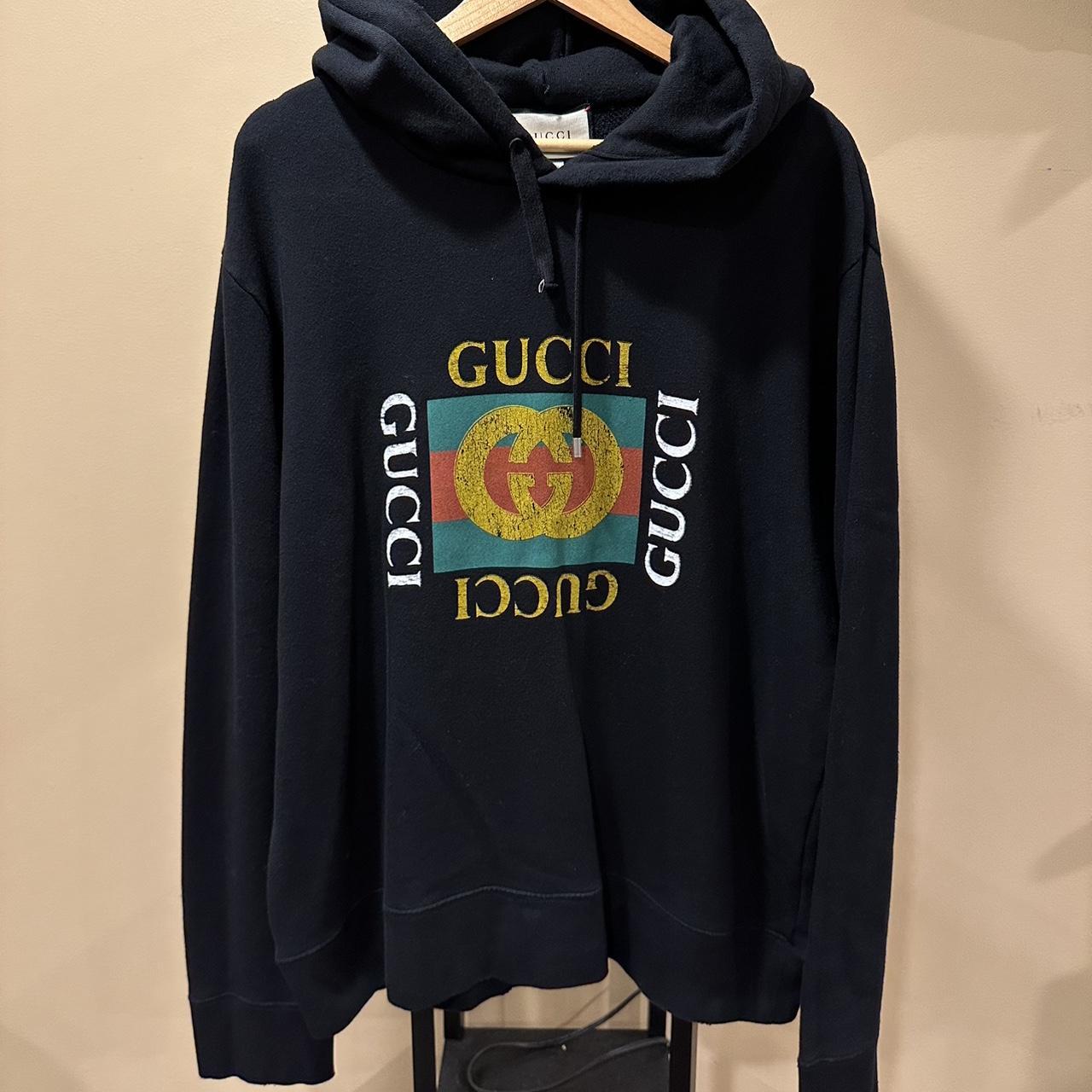 Gucci Bootleg Logo Black Classic Pullover... - Depop