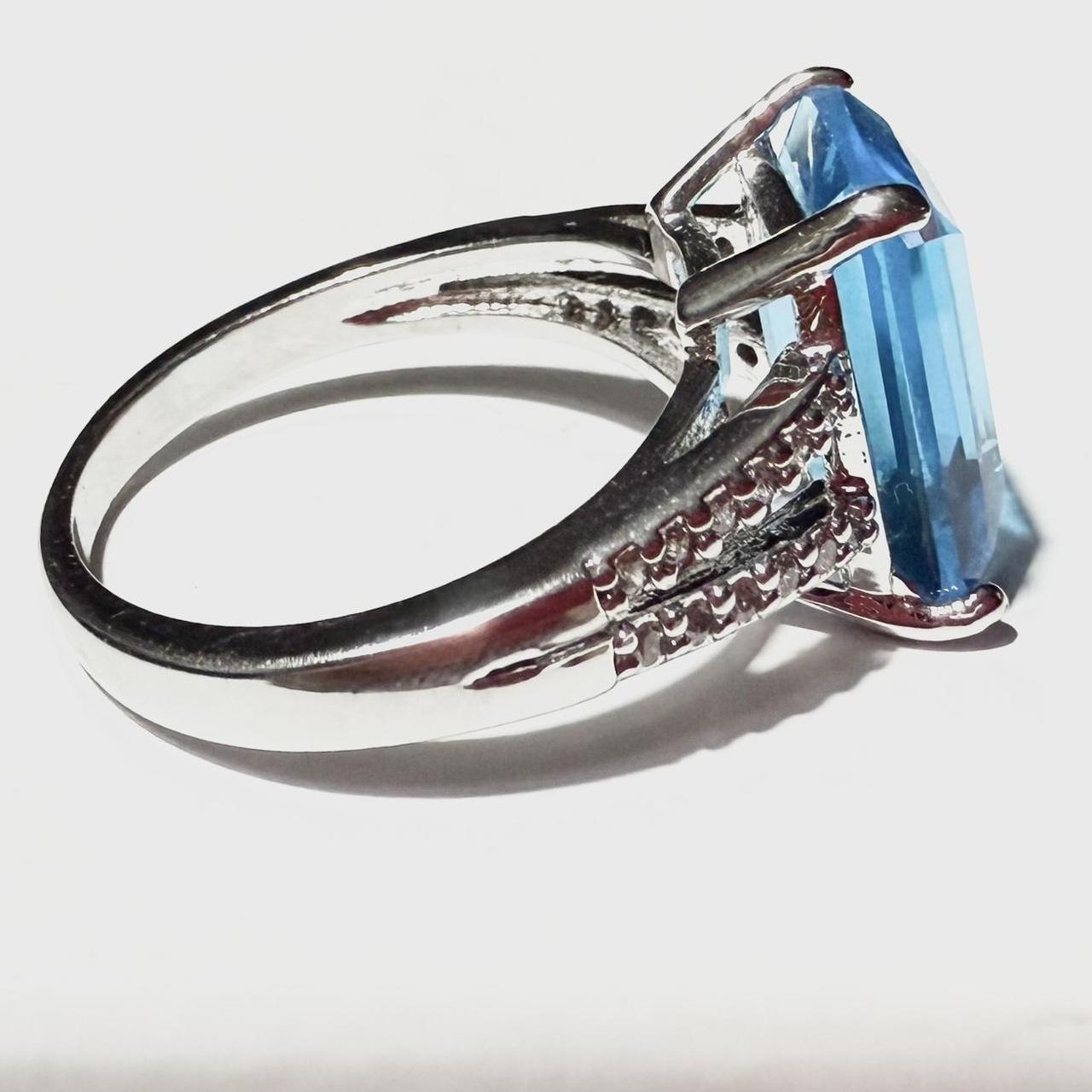 Women's Ring - Blue/Silver – Large Rectangular Bl… - image 3