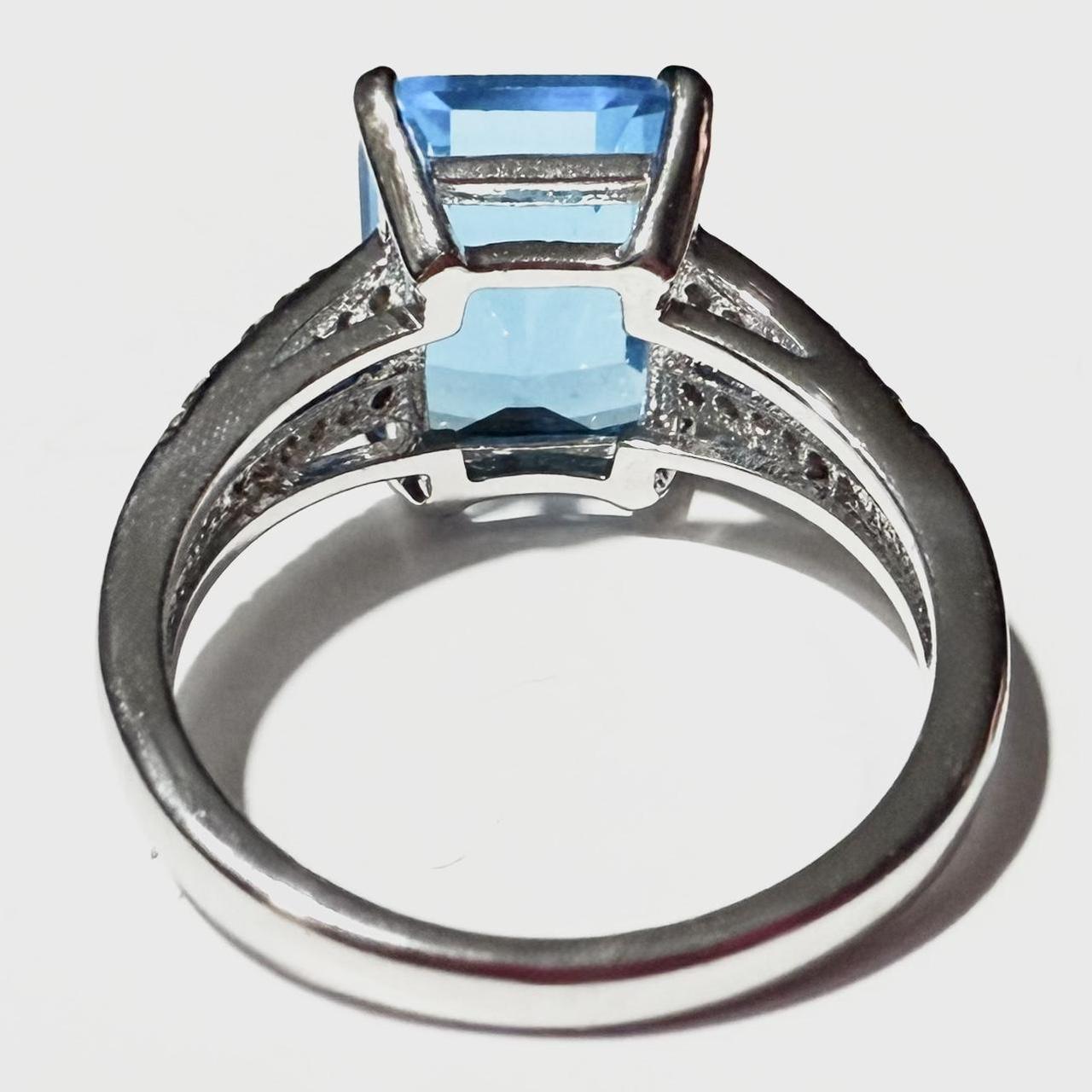 Women's Ring - Blue/Silver – Large Rectangular Bl… - image 5