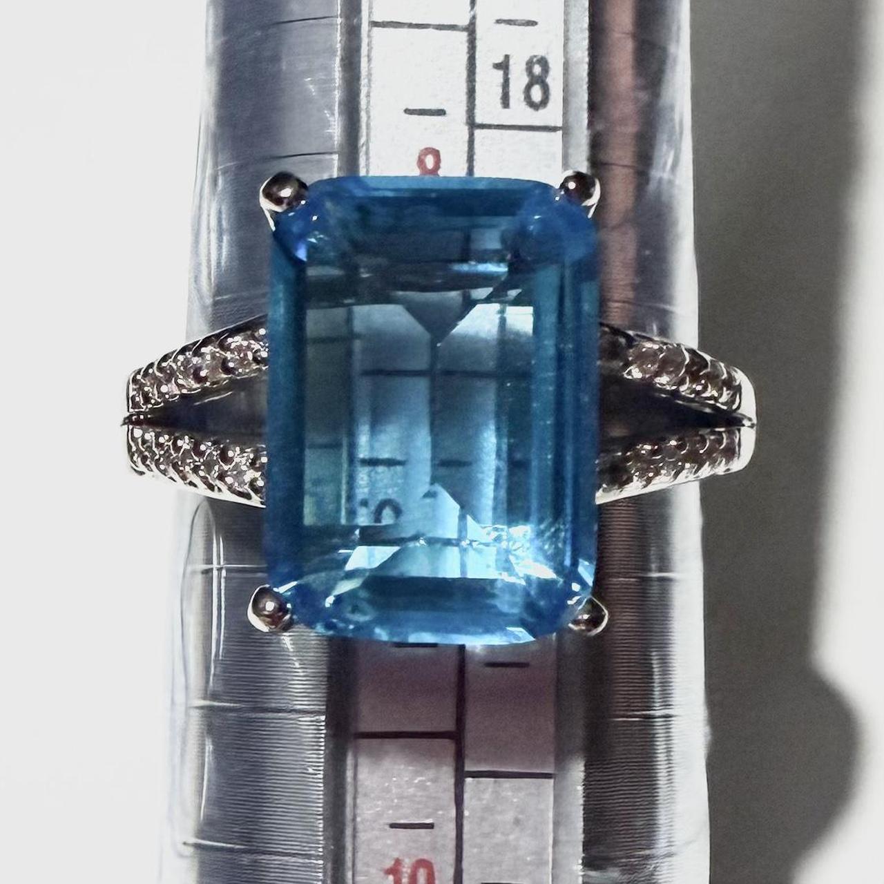 Women's Ring - Blue/Silver – Large Rectangular Bl… - image 6