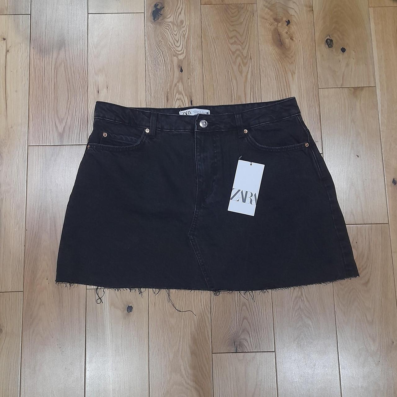 ZARA BLACK DENIM MINI SKIRT SIZE XL Would fit