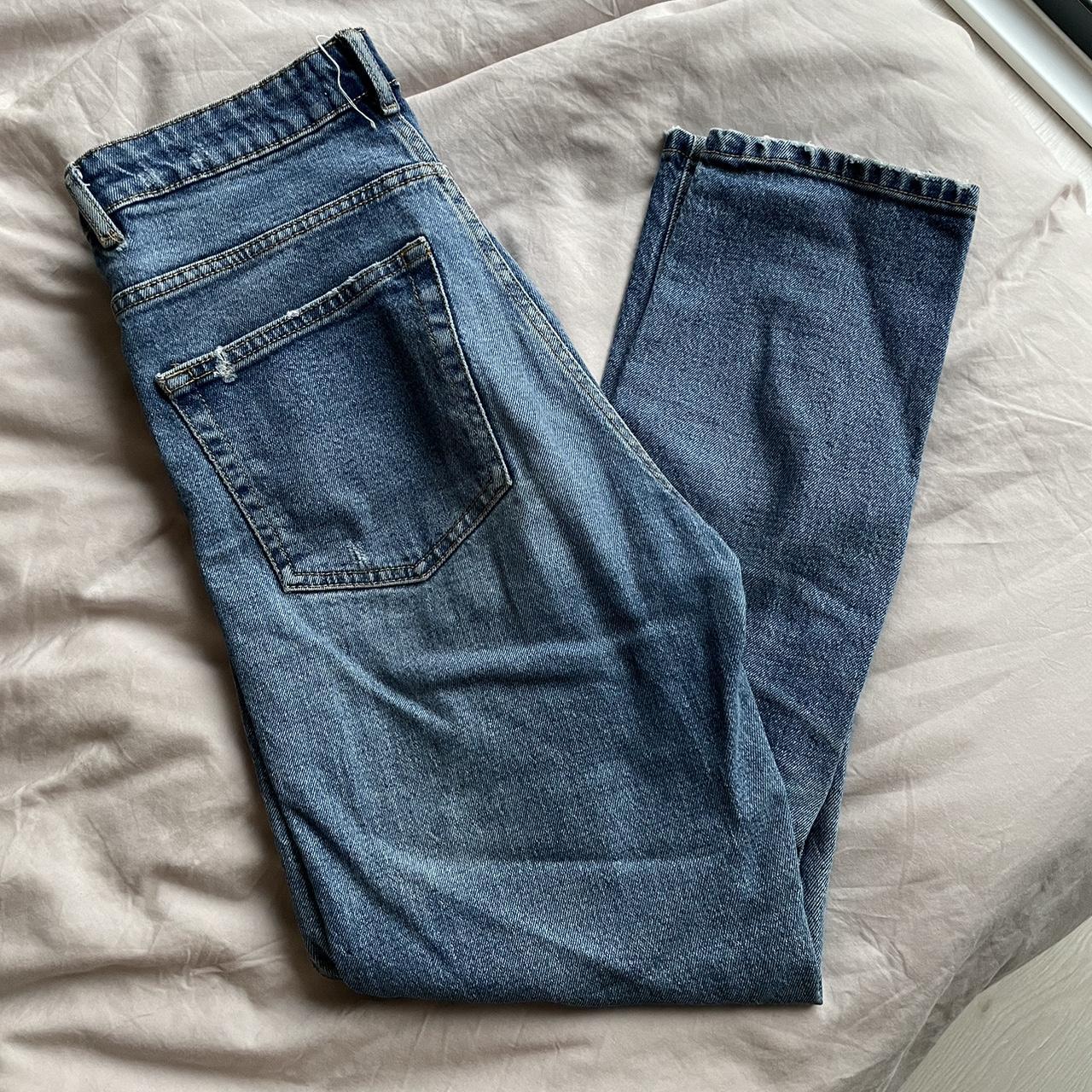 Zara Women's Blue and Navy Jeans | Depop