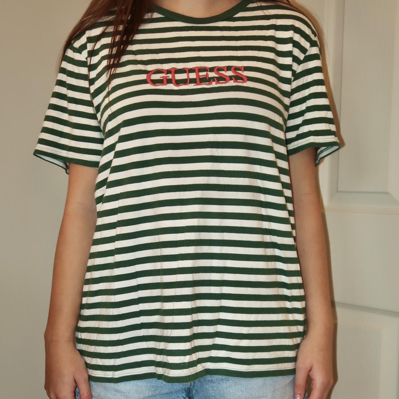 Guess striped outlet shirt green