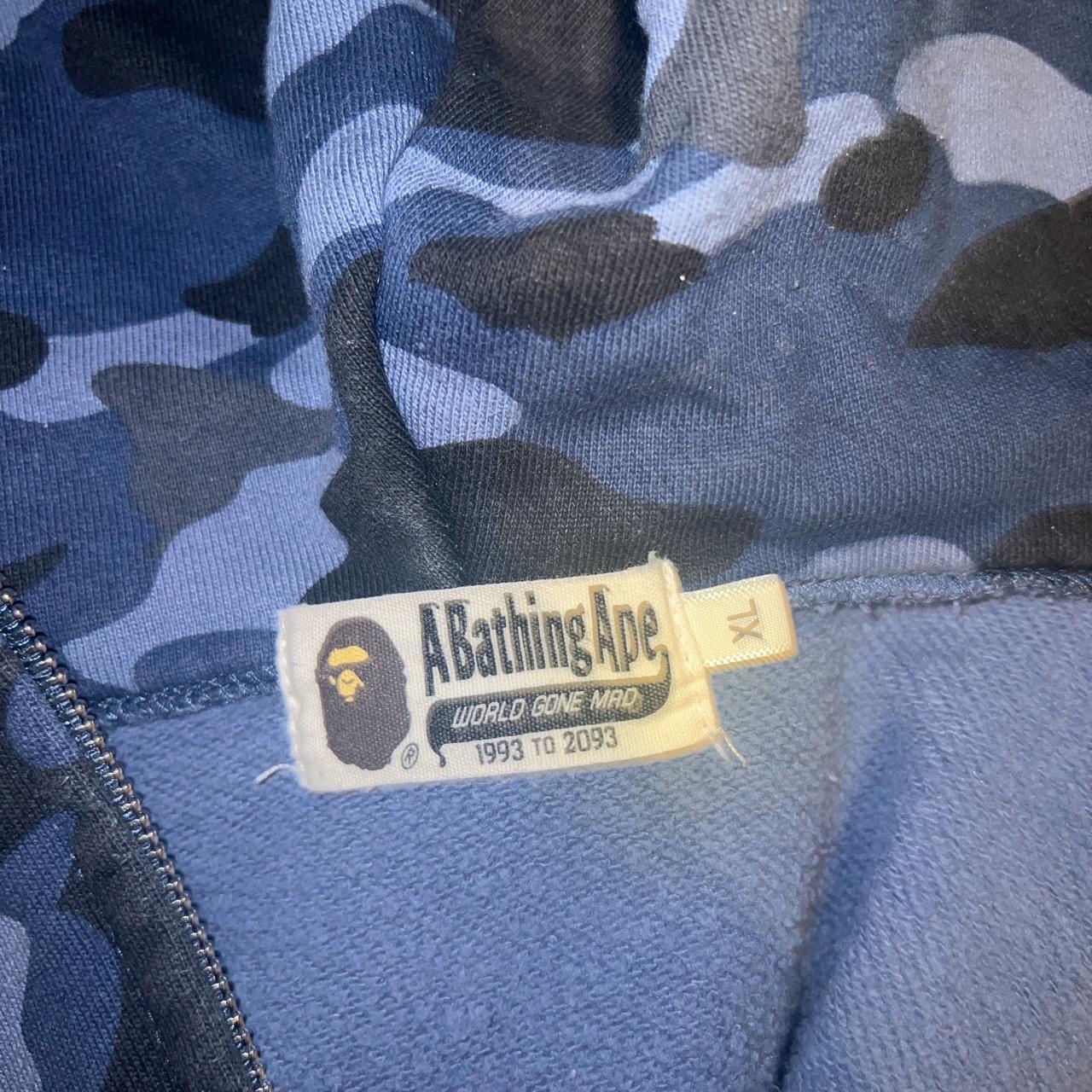 BAPE Men's Blue and Navy Hoodie | Depop