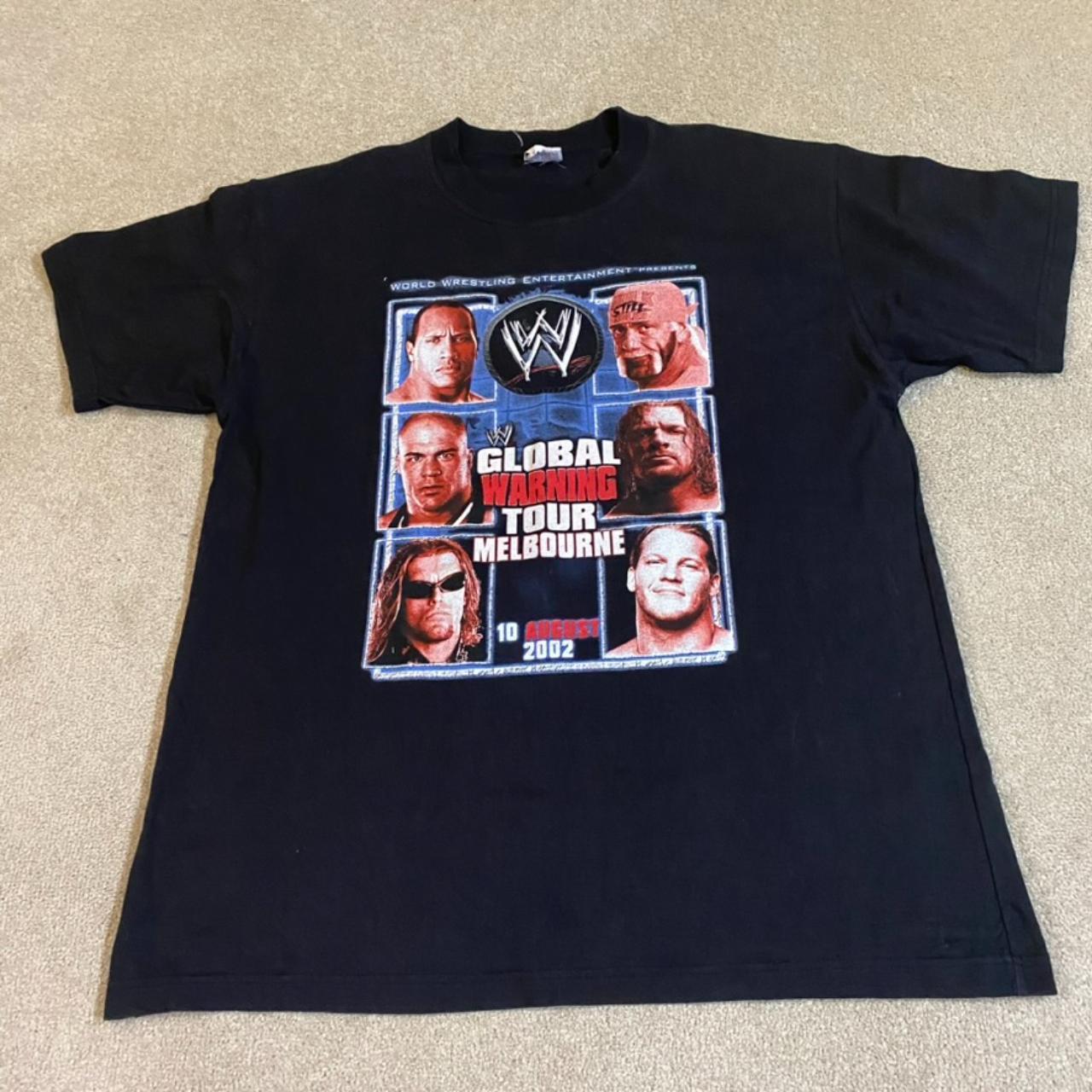 Vintage WWE Global Warning Tour T Shirt Mens XL | Depop