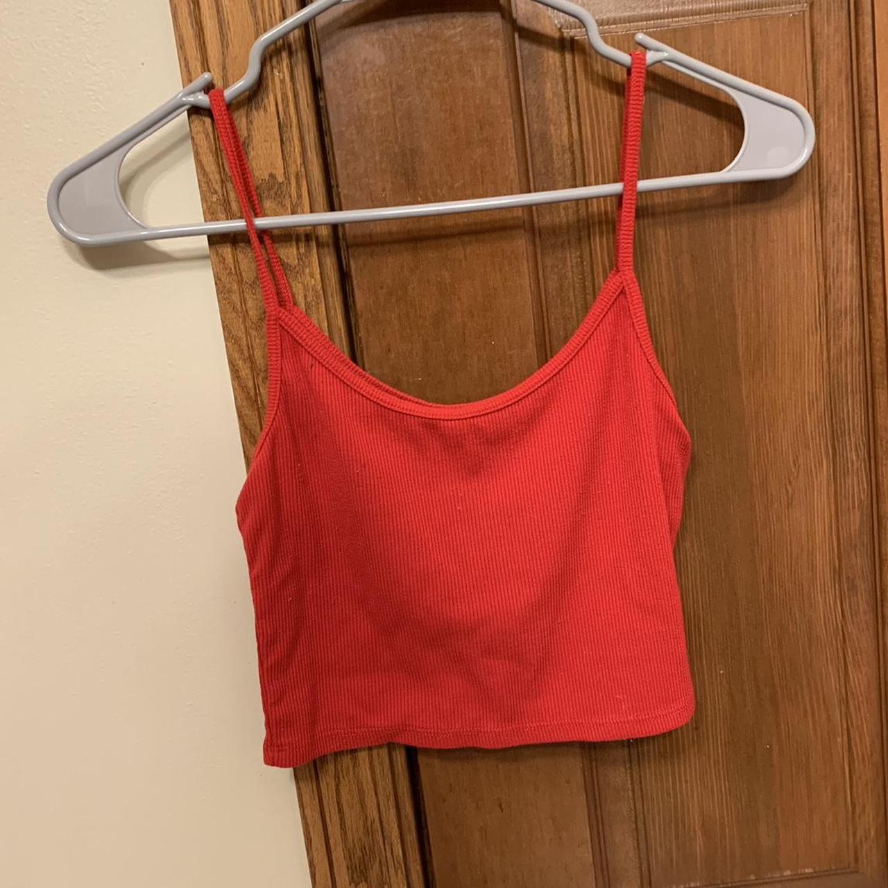 Brandy Melville Red Skylar Tank Cropped Worn... - Depop