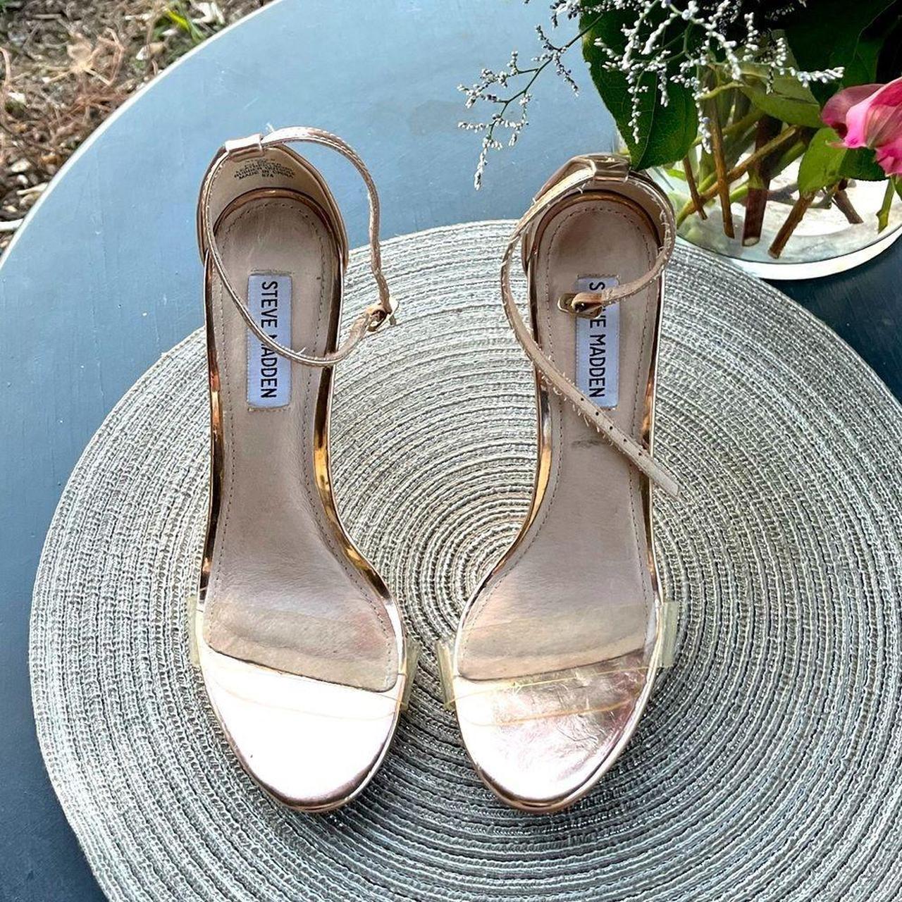 Steve Madden Rose Gold Metallic Ankle Strap Heels Depop