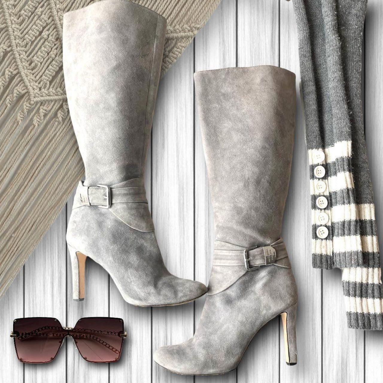 Ladies grey heeled clearance boots